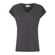 Kaffe Svart Ostron T-shirt Topp Gray, Dam