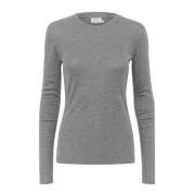 Kaffe Grå Melange Långärmad T-shirt Gray, Dam