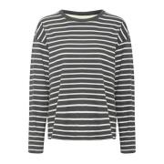 Kaffe Randig Långärmad T-shirt Svart/Vit Gray, Dam