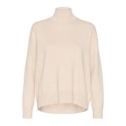 InWear Randig Turtleneck Pullover Tröja Beige, Dam