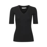 InWear Åtsittande T-Shirt med 3/4 Ärm Black, Dam