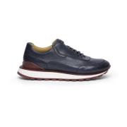 Testoni Chunky Deerskin Sneaker med Lambrusco Sole Blue, Herr