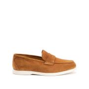 Testoni Casual Suede Båt Loafers Orange, Dam