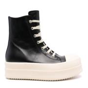 Rick Owens Svarta Läder Bumper Sneakers Black, Dam