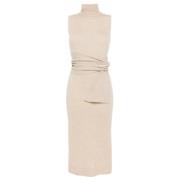 MM6 Maison Margiela Oat Midi Klänning - Stilren och Elegant Beige, Dam