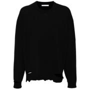 Helmut Lang Svart Rib Crewneck Tröja Black, Herr