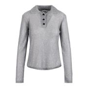 Msgm Paljettdekorerad Stickad Polotröja Gray, Dam