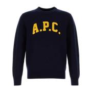 A.p.c. Midnight Blue Wool Sweater Blue, Herr