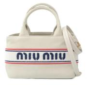 Miu Miu Pre-owned Pre-owned Canvas handvskor White, Dam