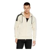 Emporio Armani EA7 Vitkapp Grå Full-Zip Hoodie Tröja Beige, Herr