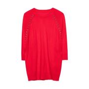 Zadig & Voltaire Stickade kläder, Fierce Red Cashmere Sweater Red, Dam