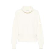 Moncler Beige Ull Tricot Stickad Tröja Beige, Dam