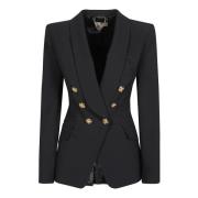 Elisabetta Franchi Dubbelknäppt Blazer Black, Dam