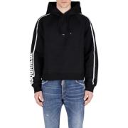 Dsquared2 Logo Print Cotton Hoodie Sweatshirt Black, Herr