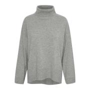 Soaked in Luxury Grå Melange Hög Hals Pullover Tröja Gray, Dam