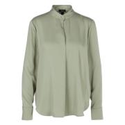 Marc Cain Flowing Blouse with Stand-up Collar Green, Dam