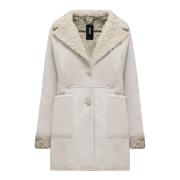 BomBoogie Suede Eco-Fur Coat Gray, Dam