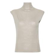 Rick Owens Turtle Neck Pearl Top Beige, Dam