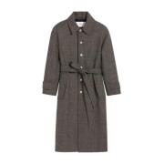 Ami Paris Brun Spräcklig Trenchcoat med Silverknappar Gray, Herr