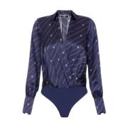 Elisabetta Franchi Mörkblå Bodysuit Blue, Dam