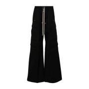 Rick Owens Svarta Cargo Wide Leg Byxor Black, Dam