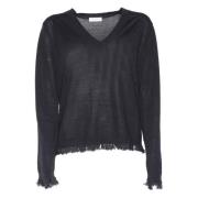 Ballantyne Svart V-ringad Pullover Tröja Black, Dam