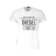 Diesel Vitt Tryckt T-shirt med Rund Hals White, Herr