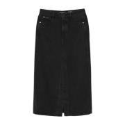 Marc O'Polo Avslappnad maxi denimkjol Black, Dam