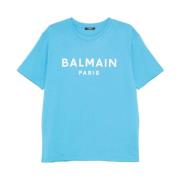 Balmain Logo Print Jersey T-shirts och Polos Blue, Herr