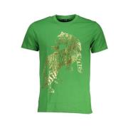 Cavalli Class Grön Bomull Logo Print T-shirt Green, Herr