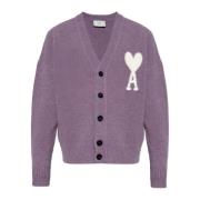 Ami Paris Cardigan med logotyp Purple, Herr