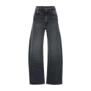 Mother Stretch Denim Half Pipe Flood Jeans Gray, Dam