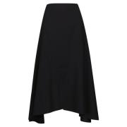 Marni Asymmetrisk Midi Kjol i Tropisk Ull Black, Dam