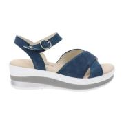 Cinzia Soft Läder Sandaler Elegant Bekväm Stil Blue, Dam