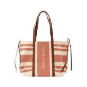 Vanessa Bruno Brun Bomull Shopper Väska Bordeaux Cognac Brown, Dam