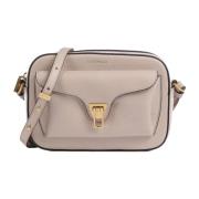 Coccinelle Läder Crossbody-väska med Ikonisk Stängning Beige, Dam