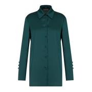 Emporio Armani Satin Crepe Classic Collar Shirt Green, Dam