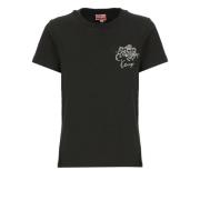 Kenzo Svart Bomull T-shirt med Logobroderi Black, Dam