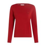 Tommy Hilfiger Jersey Stitch Boat-Neck Sweater Red, Dam