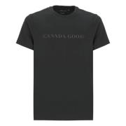 Canada Goose Svart Bomull T-shirt med Logotryck Black, Herr