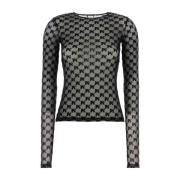 Palm Angels Stilren Svart Mesh Top Black, Dam