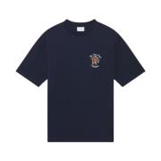 Drole de Monsieur Slogan Blommor T-shirt Navy Blue, Herr