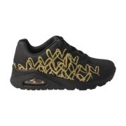 Skechers Svart-Guld Hjärta Sneakers Black, Dam