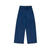 The New Society Lyocell Straight Fit Byxor Blue, Dam