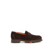 Santoni Brun Casual-Chic Moccasin med Moderna Detaljer Brown, Herr