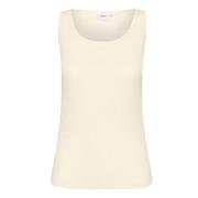 Saint Tropez Ull Tank Top Ice Beige, Dam