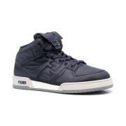 Fendi Blå Nylon Hitop Sneakers Blue, Herr