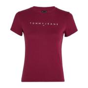 Tommy Jeans Bordeaux Linear Tee Kortärmad Red, Dam