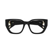 Chloé Cat-eye acetatglasögon med Gold Marcie-logotyp Black, Unisex