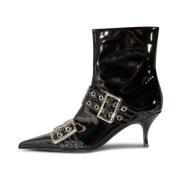 Jeffrey Campbell Chunky Strap Heeled Bootie Svart Lack Black, Dam